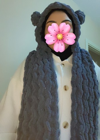 Gri Örgü Atkılı bere - Görsel 2