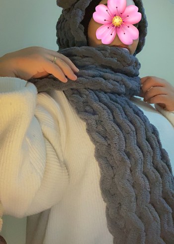 Gri Örgü Atkılı bere - Görsel 4