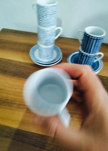 İngiliz Desenli Mavi Porselen Fincan Takımı - Görsel 5