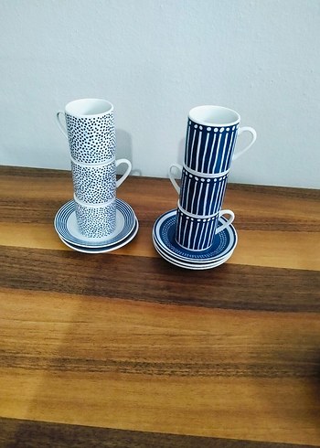 İngiliz Desenli Mavi Porselen Fincan Takımı - Görsel 2