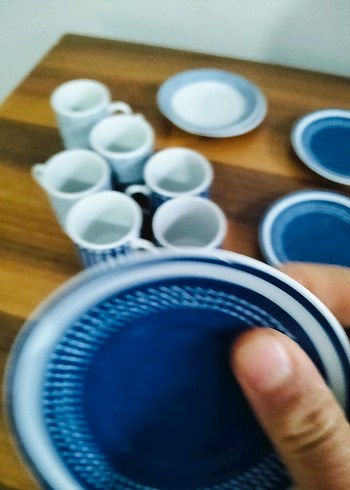 İngiliz Desenli Mavi Porselen Fincan Takımı - Görsel 7