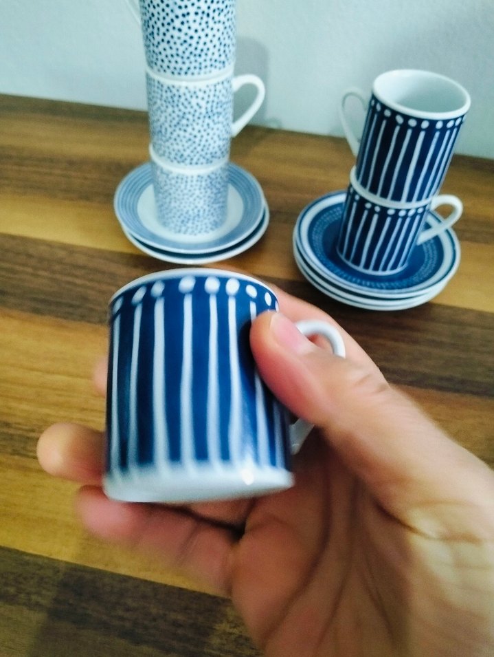 İngiliz Desenli Mavi Porselen Fincan Takımı - Görsel 3