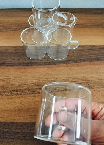 Şeffaf Küçük Kulplu Cam Fincan Seti - Görsel 5