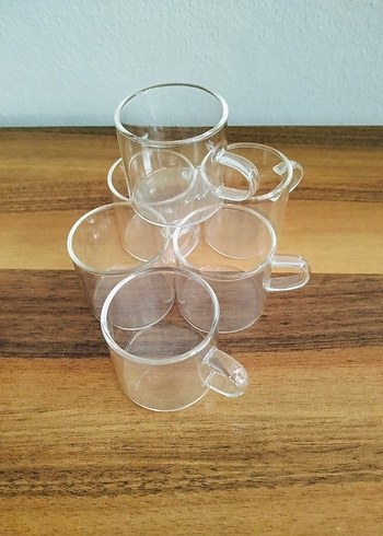 Şeffaf Küçük Kulplu Cam Fincan Seti - Görsel 3