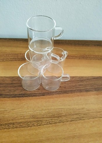 Şeffaf Küçük Kulplu Cam Fincan Seti - Görsel 2