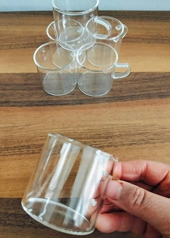 Şeffaf Küçük Kulplu Cam Fincan Seti - Görsel 6