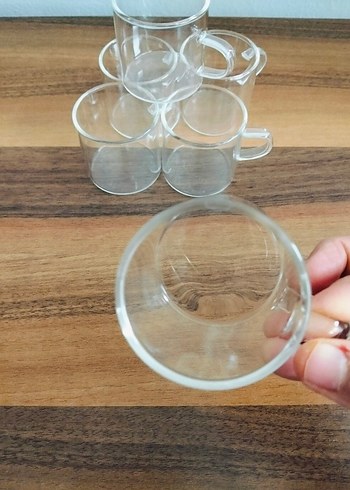 Şeffaf Küçük Kulplu Cam Fincan Seti - Görsel 8