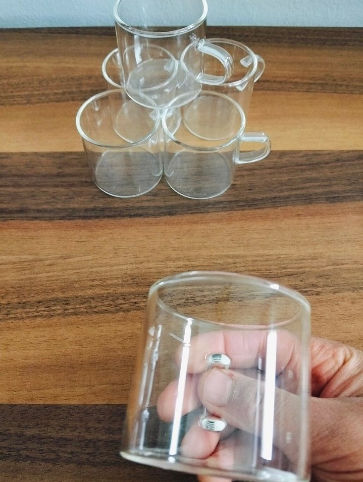 Şeffaf Küçük Kulplu Cam Fincan Seti - Görsel 5