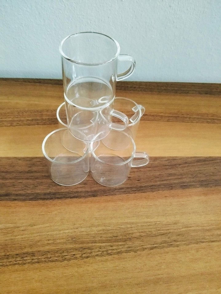 Şeffaf Küçük Kulplu Cam Fincan Seti - Görsel 2