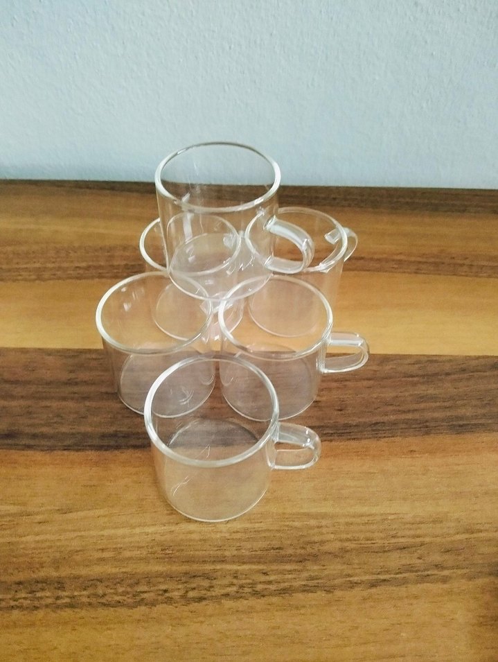 Şeffaf Küçük Kulplu Cam Fincan Seti - Görsel 4