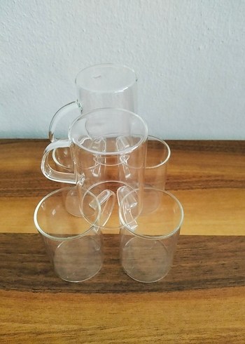 Şeffaf Kulplu Cam Bardak Seti - Görsel 7