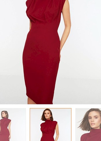 Trendyol & Milla Bordo Drape Detayli Midi Elbise