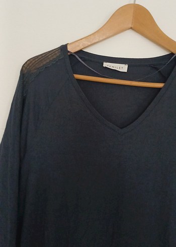 Gri V Yaka Uzun  gecelik - Görsel 5