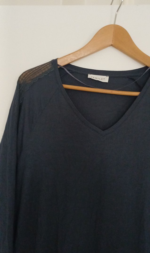 Gri V Yaka Uzun  gecelik - Görsel 5