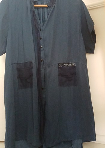 Düğmeli Bohem Midi Hamile Tunik - Görsel 3