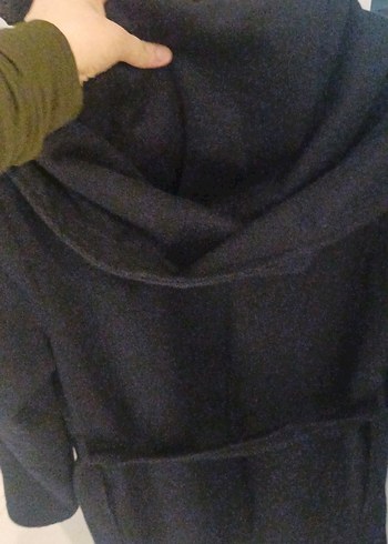 Kuşaklı Lacivert Kaban - Görsel 8