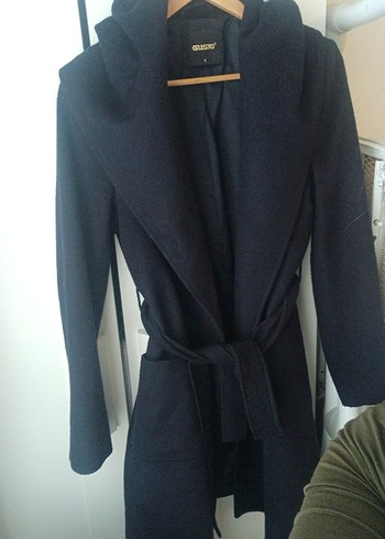 Kuşaklı Lacivert Kaban - Görsel 5