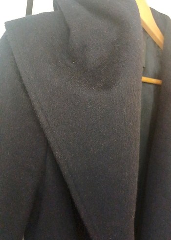 Kuşaklı Lacivert Kaban - Görsel 4