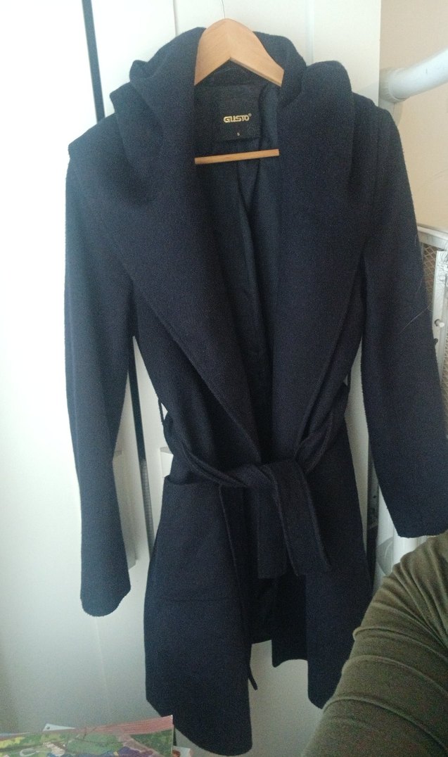 Kuşaklı Lacivert Kaban - Görsel 5