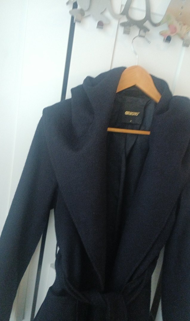 Kuşaklı Lacivert Kaban - Görsel 2