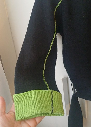 Kemerli Siyah Kadın Sweatshirt - Görsel 3