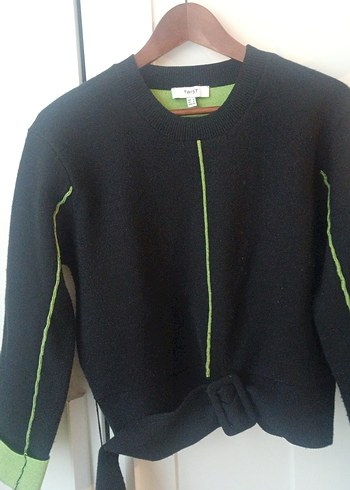 Kemerli Siyah Kadın Sweatshirt - Görsel 4