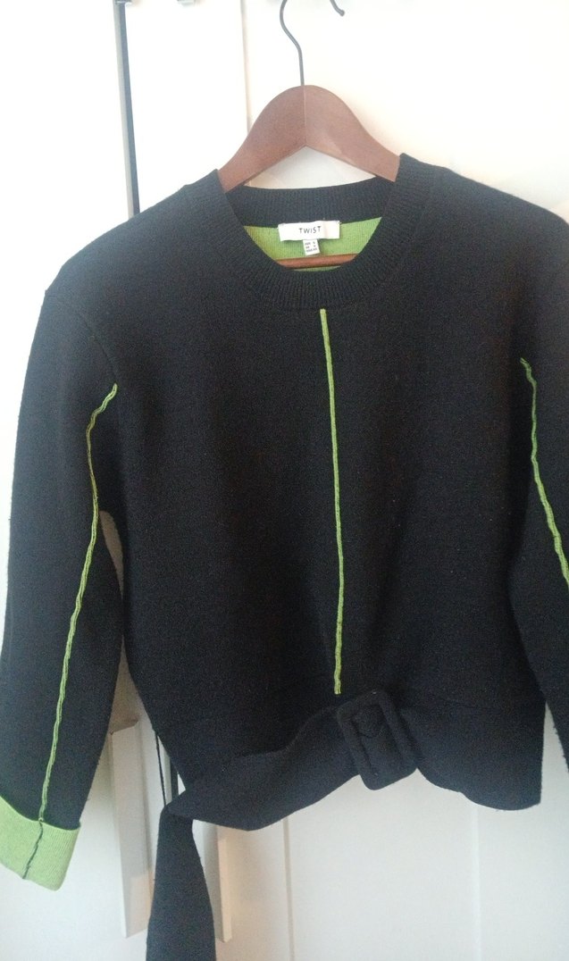 Kemerli Siyah Kadın Sweatshirt - Görsel 4