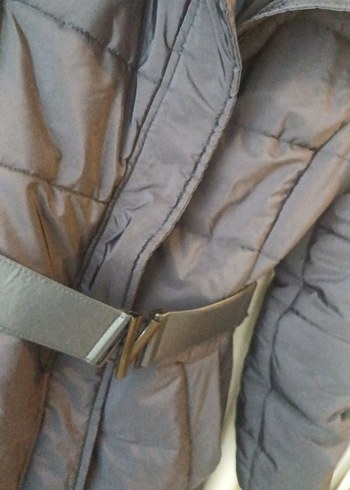 Kemerli Lacivert Kadın Uzun Kışlık Mont - Görsel 2