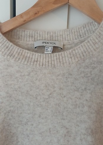 Ecru Örgü Kadın Yün Kazak - Görsel 3