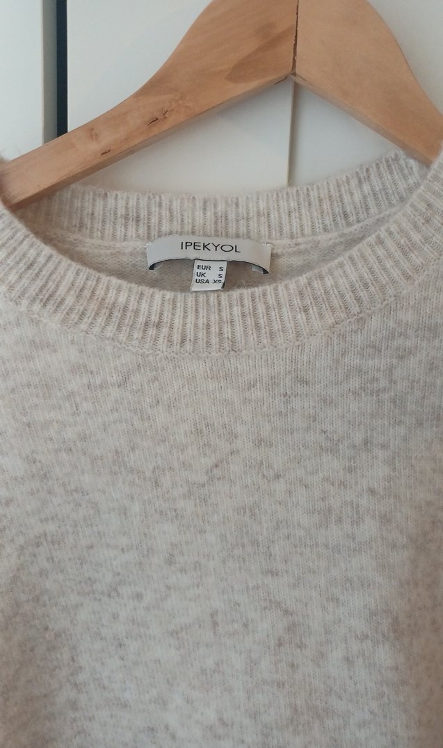 Ecru Örgü Kadın Yün Kazak - Görsel 3