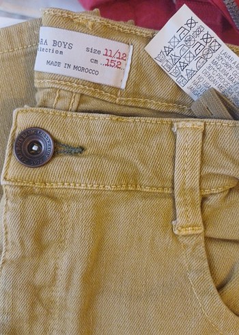 Düğmeli Hardal sariErkek Çocuk Keten Pantolon - Görsel 2