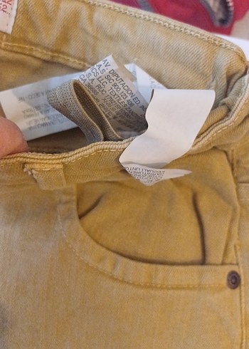 Düğmeli Hardal sariErkek Çocuk Keten Pantolon - Görsel 3