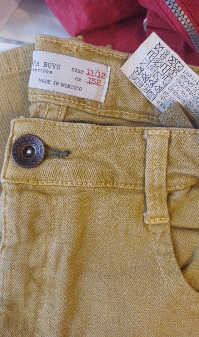 Düğmeli Hardal sariErkek Çocuk Keten Pantolon - Görsel 2