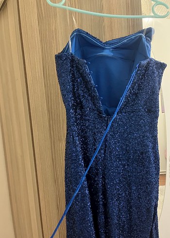 Mavi Parlak Midi Kadın Elbise - Jovian - Görsel 2