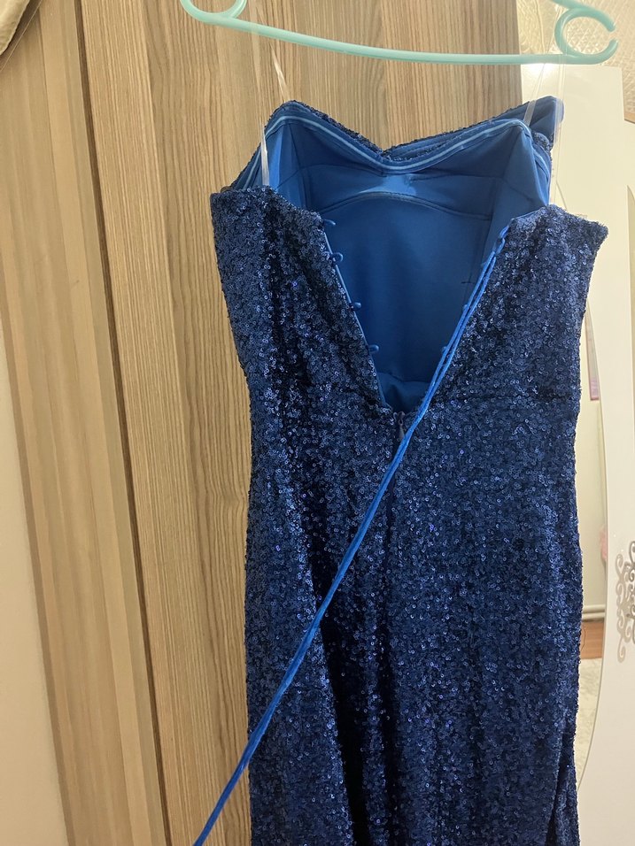 Mavi Parlak Midi Kadın Elbise - Jovian - Görsel 2