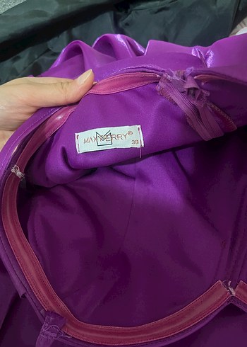 Parlak fuşya Drapeli Uzun Abiye Elbise - Görsel 7