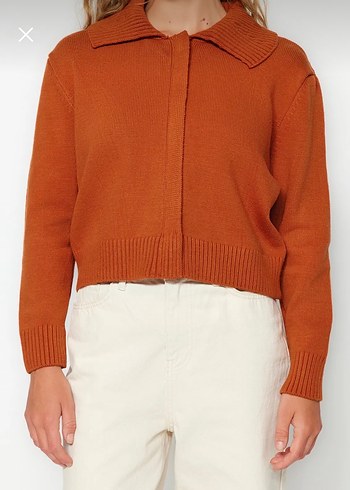 Kadın turuncu Örgü Yün Kazak - Görsel 2