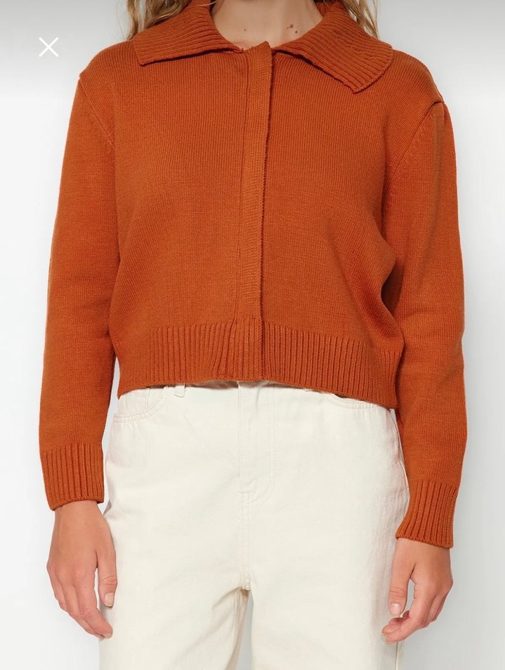 Kadın turuncu Örgü Yün Kazak - Görsel 2