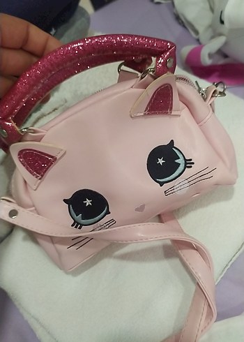 Pembe Kedi Desenli Kız Çanta - Görsel 5