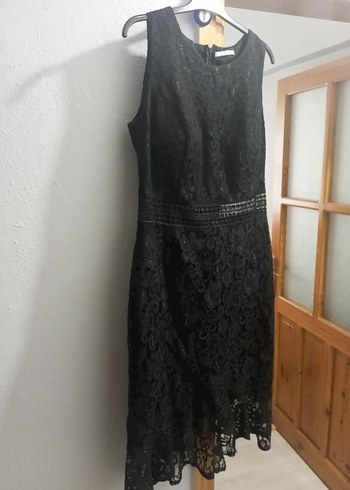 Siyah Dantelli kalem Kolsuz Gotik Abiye Elbise - Görsel 2