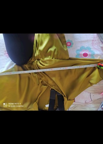 Parlak Haki Kuşaklı Uzun Kadın Elbise - Görsel 5