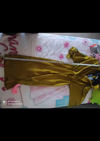 Parlak Haki Kuşaklı Uzun Kadın Elbise - Görsel 7