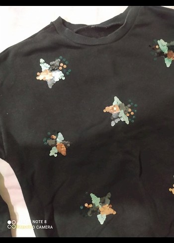 Kız çocuk Siyah Mini Payetli Sweatshirt - Görsel 2