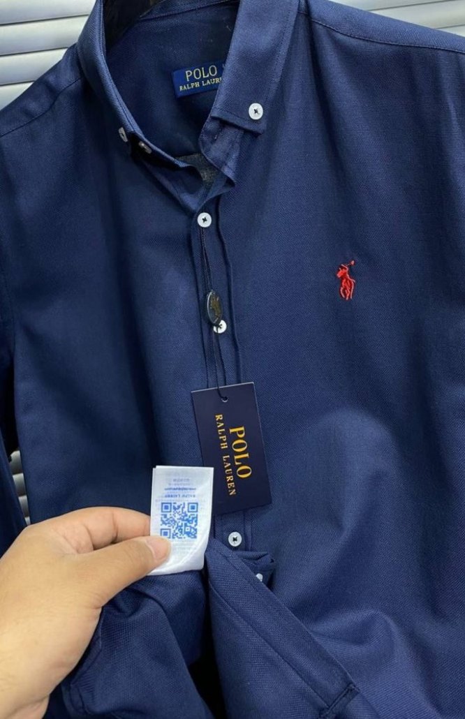 Lacivert Erkek Polo Uzun Kollu Gömlek - Görsel 2