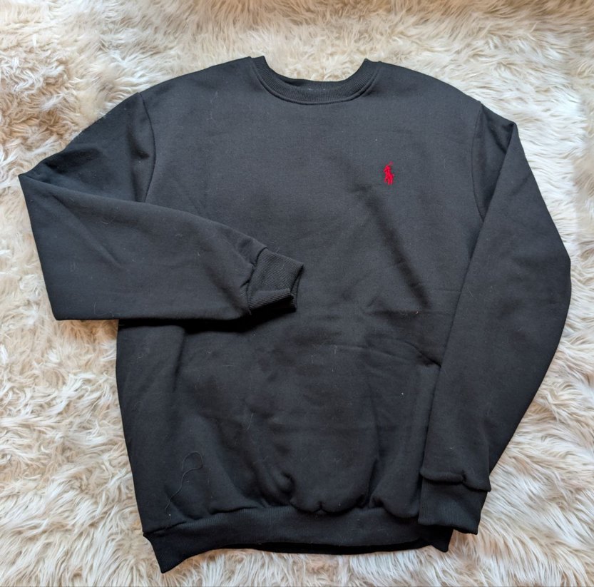 Siyah Erkek Sweatshirt, Bisiklet Yaka, Rahat Kesim - Görsel 2