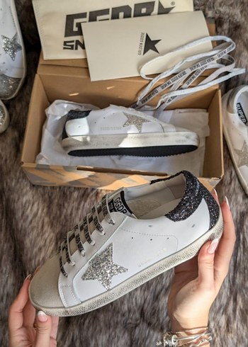 Kadın Beyaz Spor Ayakkabı Simli Yıldız Detaylı - Görsel 5