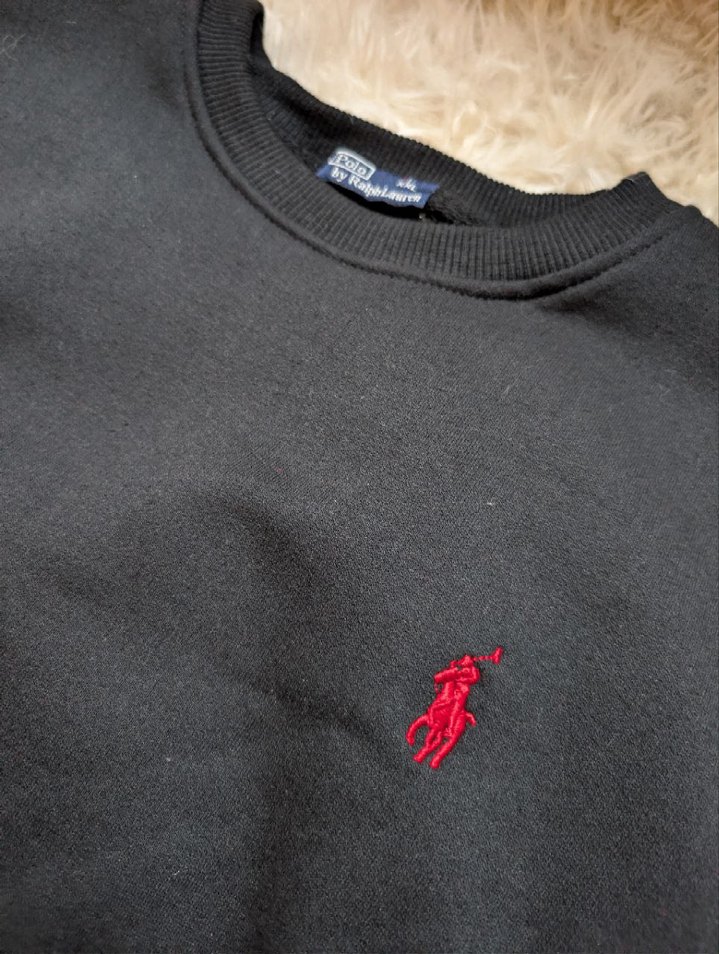 Siyah Erkek Sweatshirt, Bisiklet Yaka, Rahat Kesim Ralph Lauren - Görsel 3