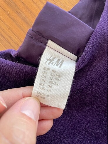 12-18 Ay Beden H&M mor kadife astarlı elbise 12-18 ay