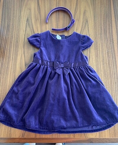 H&M mor kadife astarlı elbise 12-18 ay