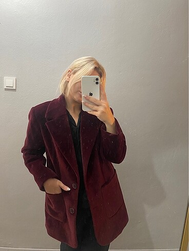 Bordo süet blazer